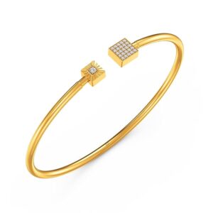joyalukkas 22k (916) purity square sparkle golden bangle for women