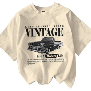 cotton blend oversized fit half sleeve printed round neck t shirt for women