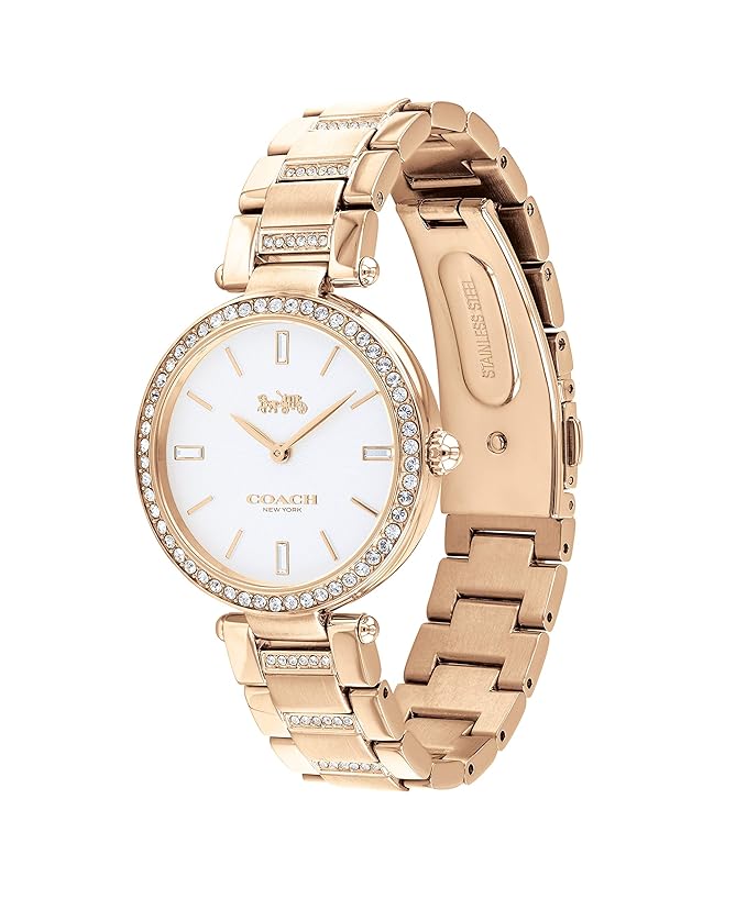 coach park qtz basic white round dial women's watch|ionic plated carnation gold steel & crystals material|gold color band 14503094 coach park qtz basic white round dial women's watch|ionic plated carnation gold steel & crystals material|gold color band 14503094